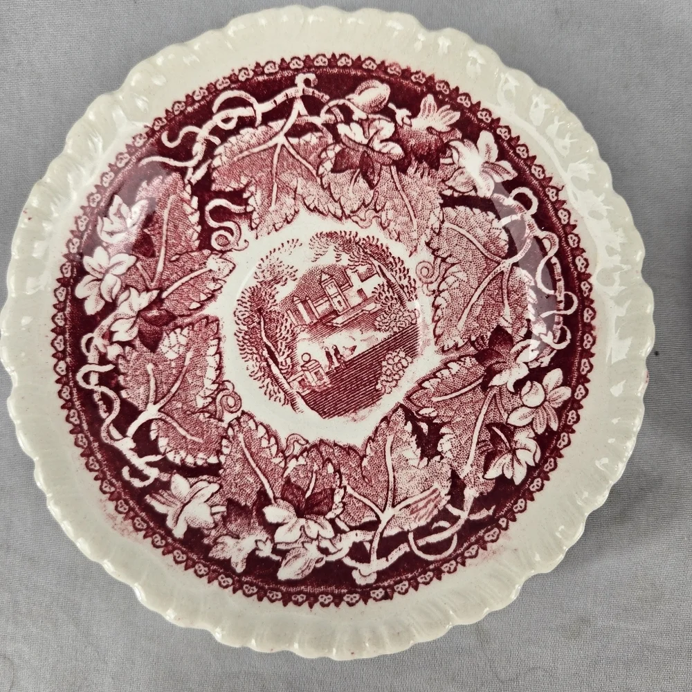 2 Mason's Patent Ironstone China Red Pattern Vista England 5